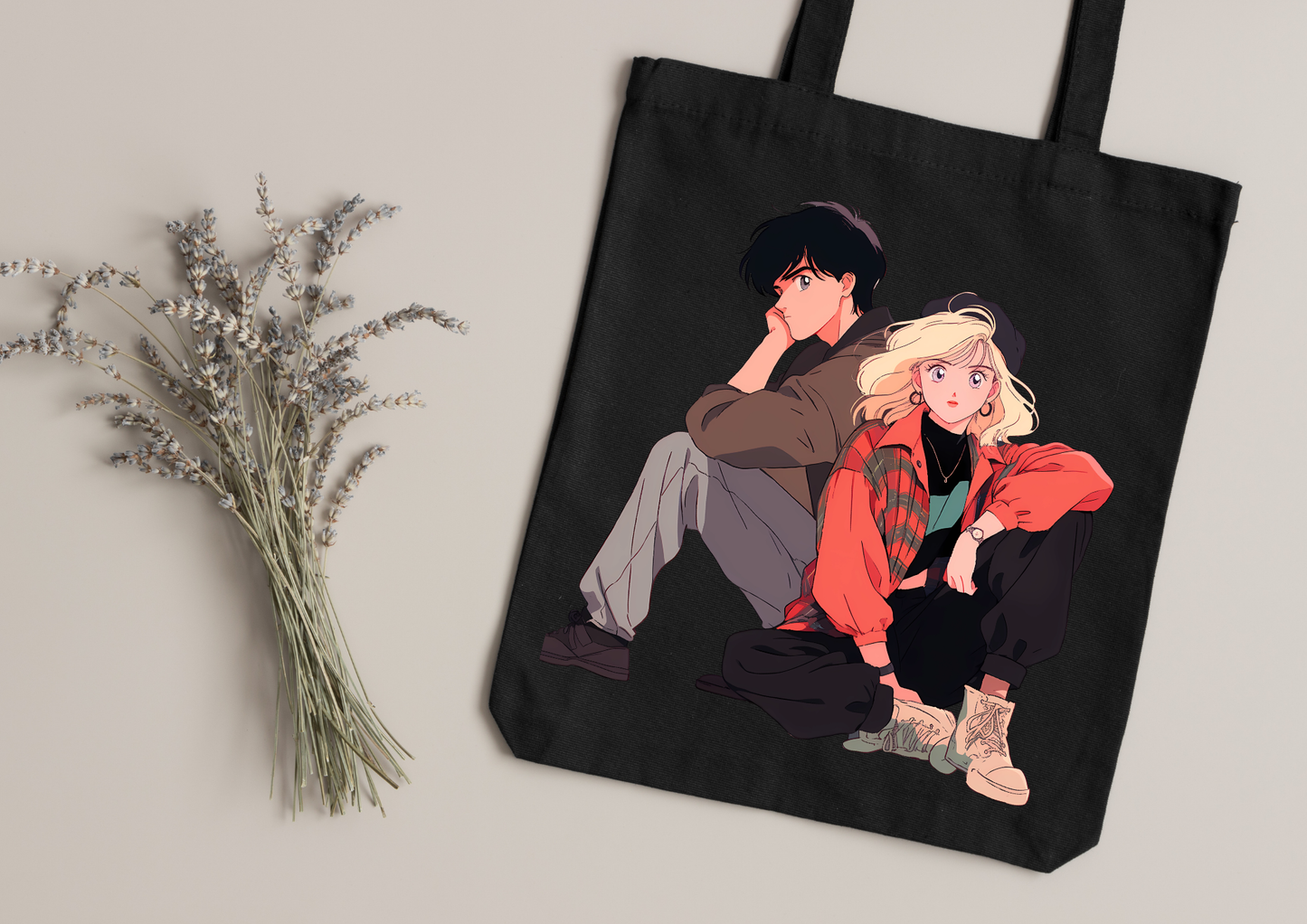 Tote Bag Retro Anime Nostalgia – 61 modèles au choix – Noir ou Blanc