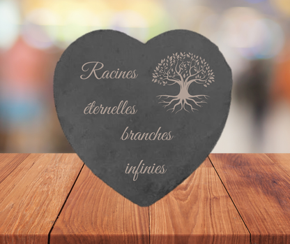 ❤️ Ardoise funéraire en forme de cœur – Motifs Arbre de vie