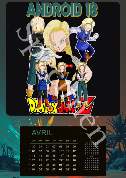 Calendrier Dragon Ball Z 2026