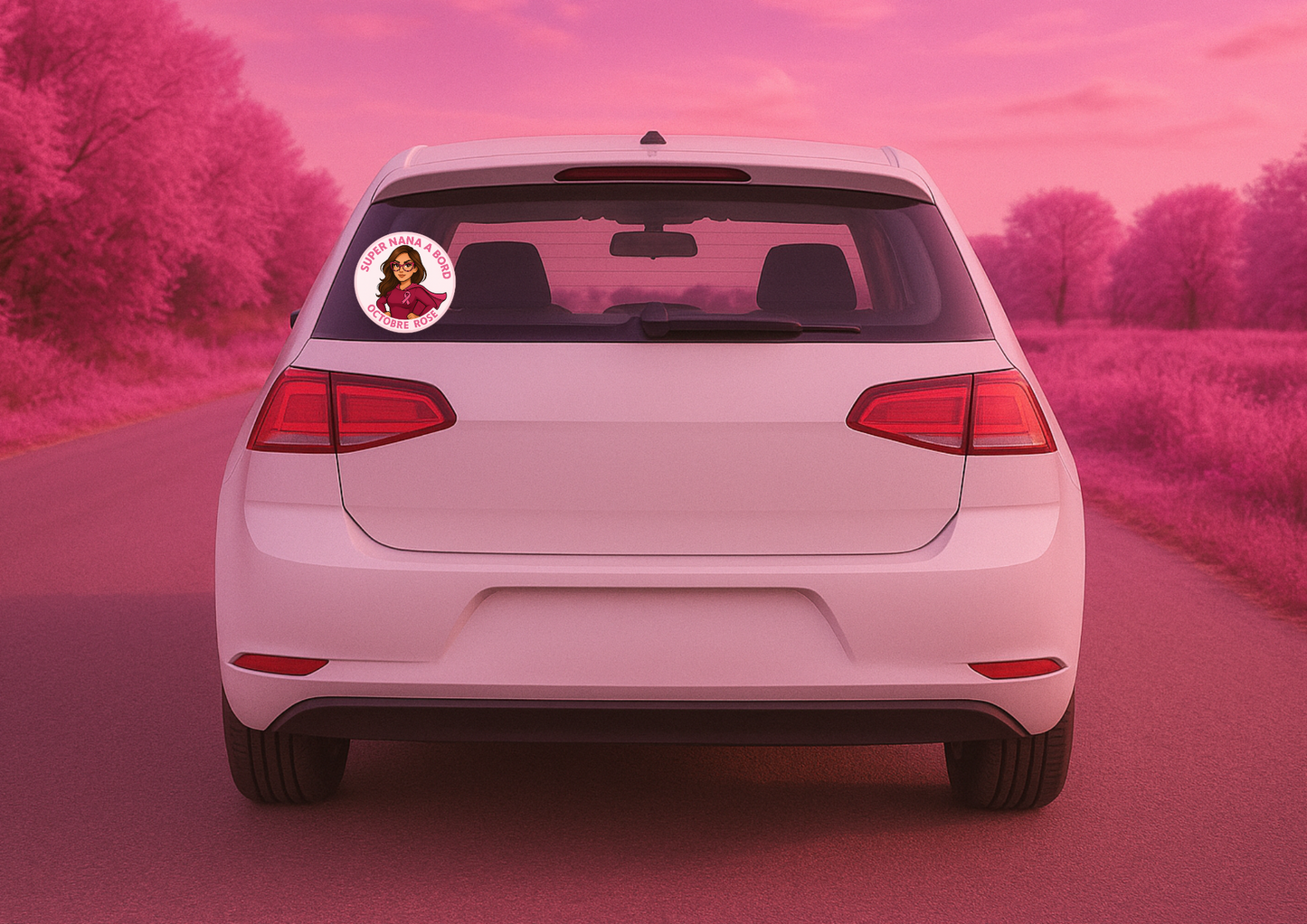Autocollant Voiture Octobre Rose – Édition solidaire 🎀