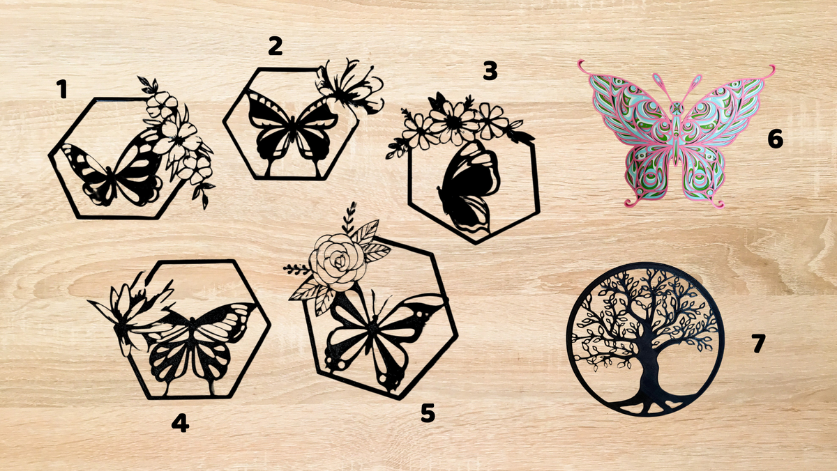 Décoration Murale Papillons et Arbre de Vie – Silhouettes 3D (≈24cm)