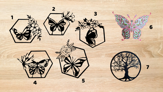 Décoration Murale Papillons et Arbre de Vie – Silhouettes 3D (≈24cm)