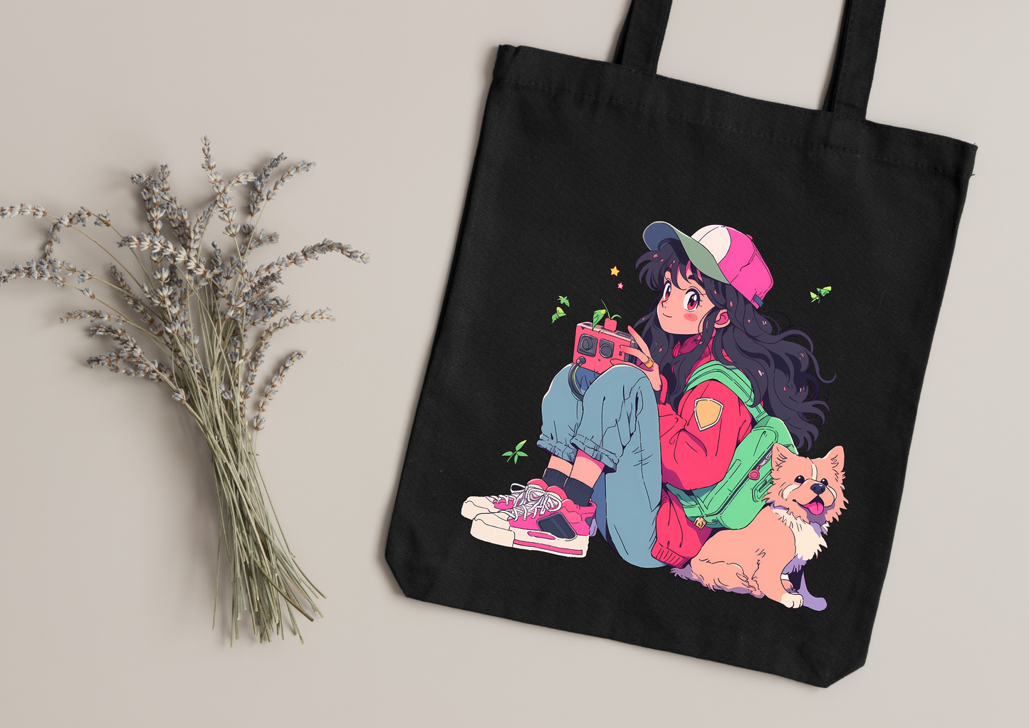 Tote Bag Retro Anime Nostalgia – 61 modèles au choix – Noir ou Blanc