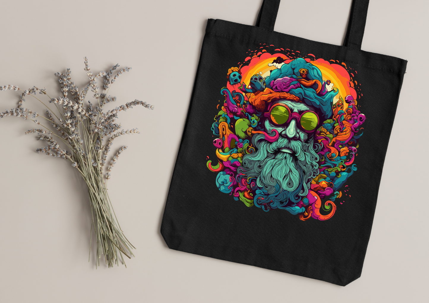 Tote Bag Psychedelic Designs – 100 modèles au choix – Noir ou Blanc