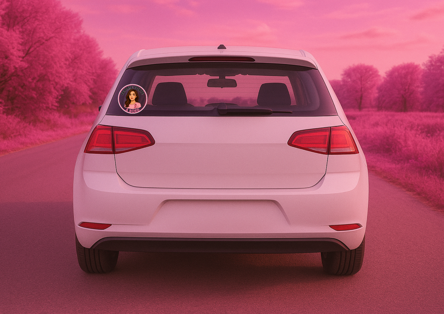 Autocollant Voiture Octobre Rose – Édition solidaire 🎀