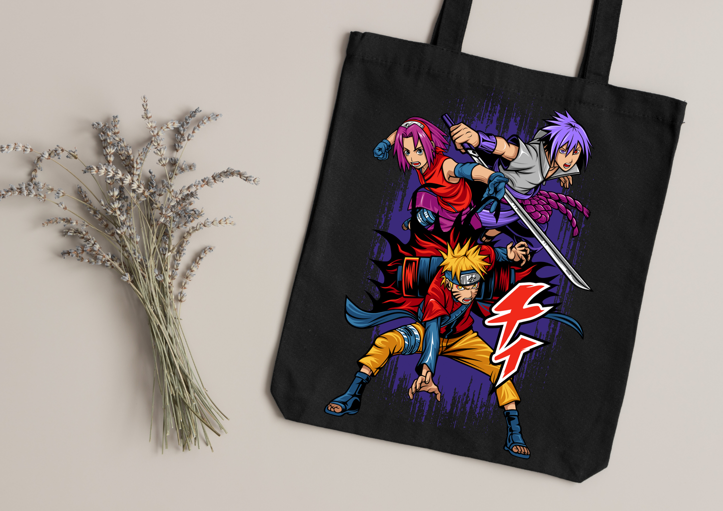 Tote Bag Anime – 104 modèles au choix – Noir