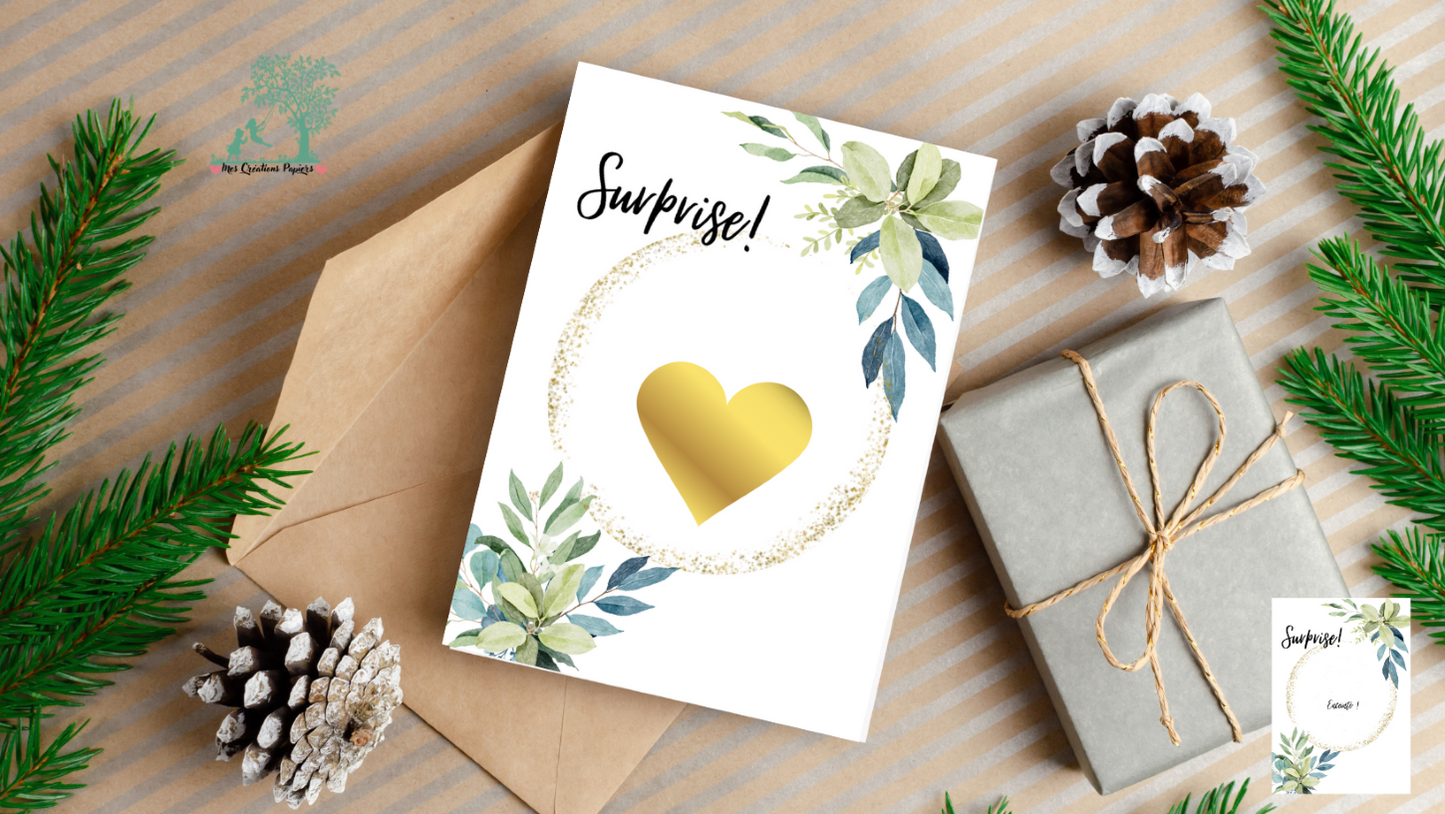 Cartes à gratter- annonce personnalisée feuillage