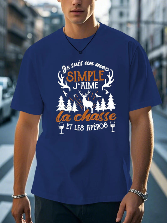 👕 Tee-shirt « Je suis un mec simple : j’aime la chasse et les apéros »