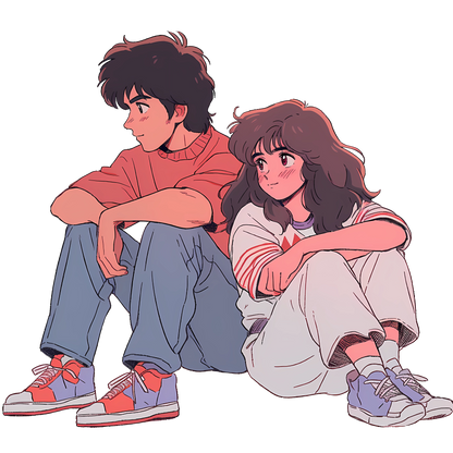 Retro Anime Nostalgia – Fichier PNG Haute Qualité – Modèle au choix