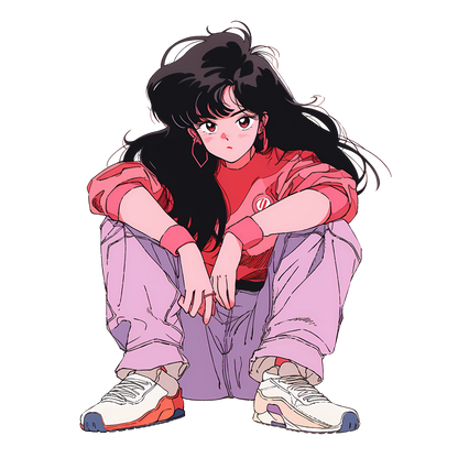 Retro Anime Nostalgia – Fichier PNG Haute Qualité – Modèle au choix