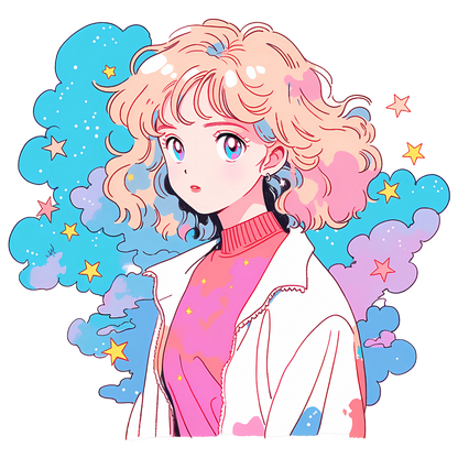 Retro Anime Nostalgia – Fichier PNG Haute Qualité – Modèle au choix