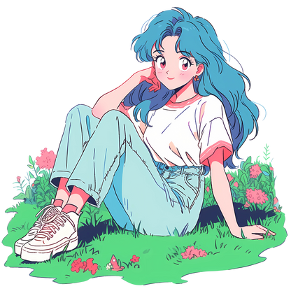 Retro Anime Nostalgia – Fichier PNG Haute Qualité – Modèle au choix