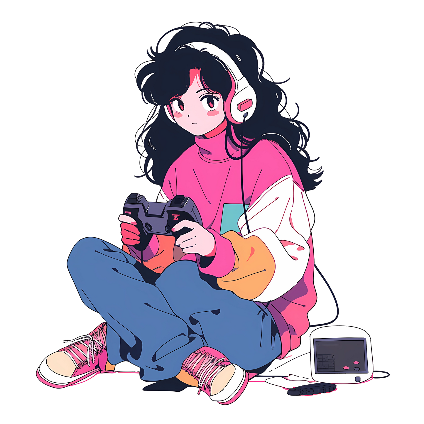 Retro Anime Nostalgia – Fichier PNG Haute Qualité – Modèle au choix