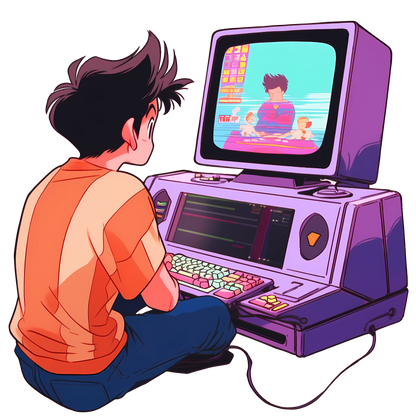 Retro Anime Nostalgia – Fichier PNG Haute Qualité – Modèle au choix