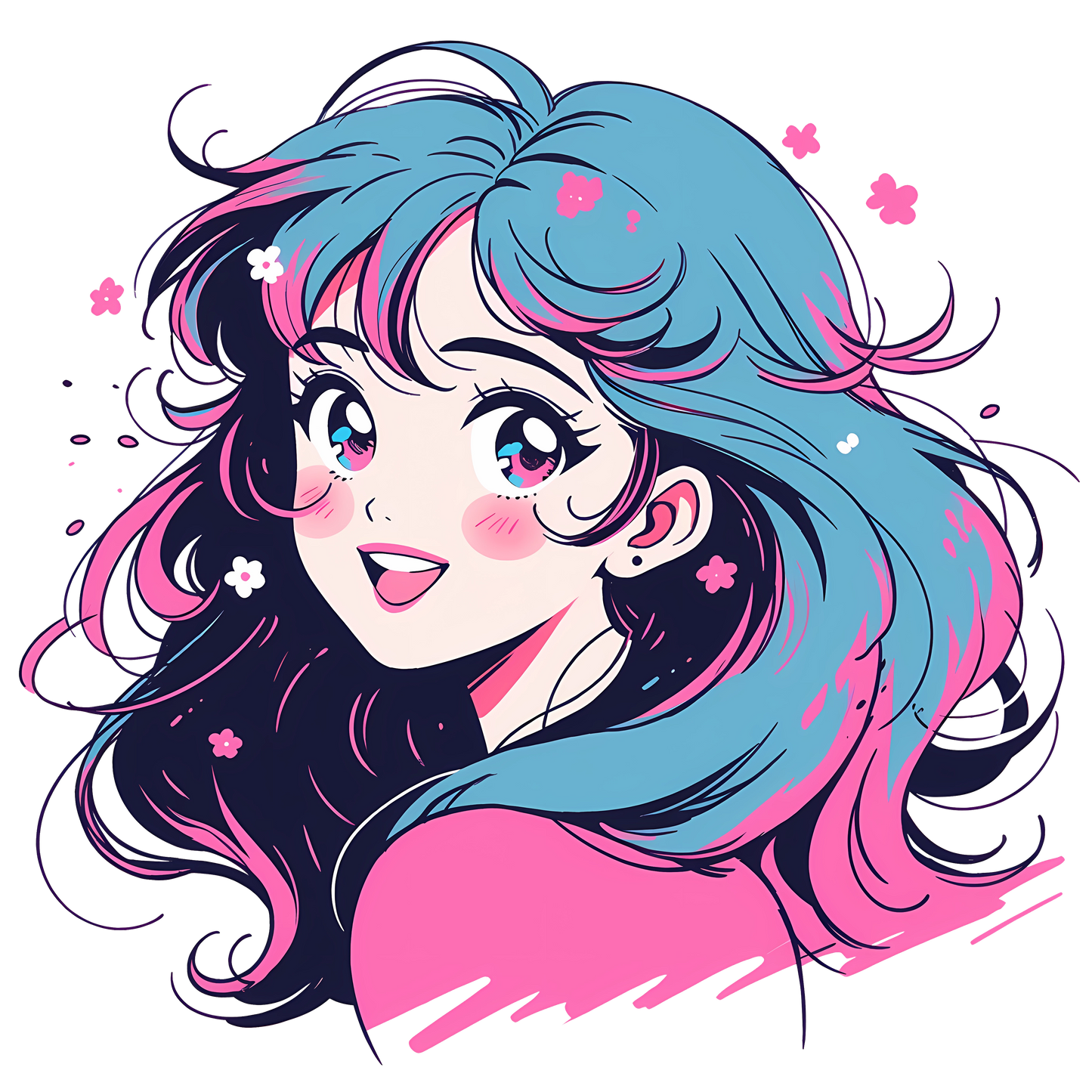 Retro Anime Nostalgia – Fichier PNG Haute Qualité – Modèle au choix