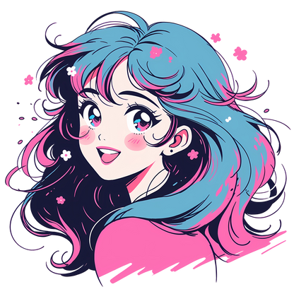 Retro Anime Nostalgia – Fichier PNG Haute Qualité – Modèle au choix