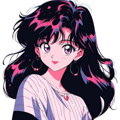 Retro Anime Nostalgia – Fichier PNG Haute Qualité – Modèle au choix