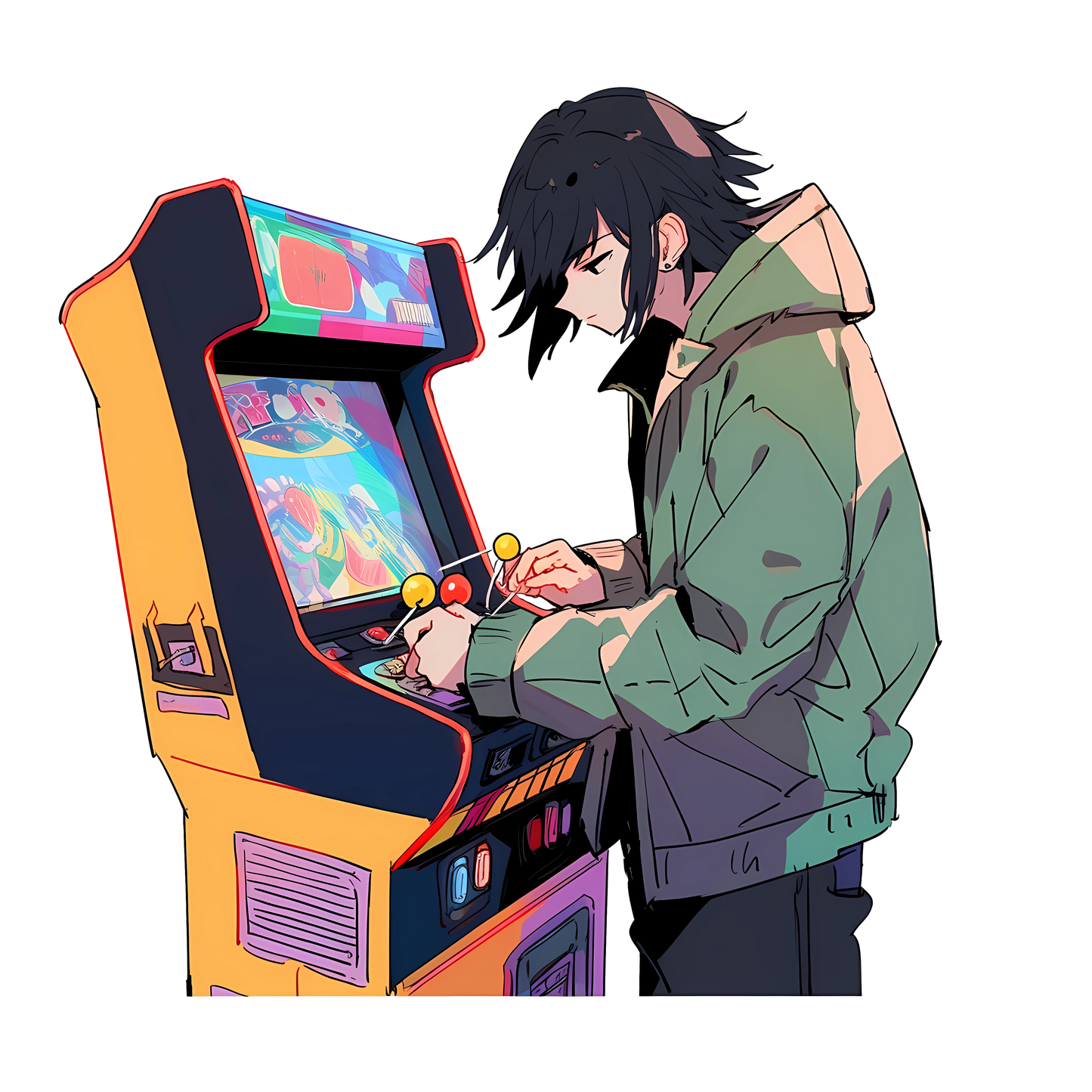 Retro Anime Nostalgia – Fichier PNG Haute Qualité – Modèle au choix