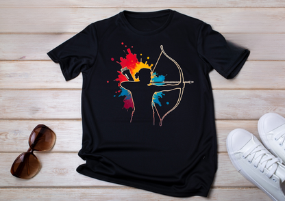 🎨 T-shirt Enfants Archerie – Silhouette & Splash Color