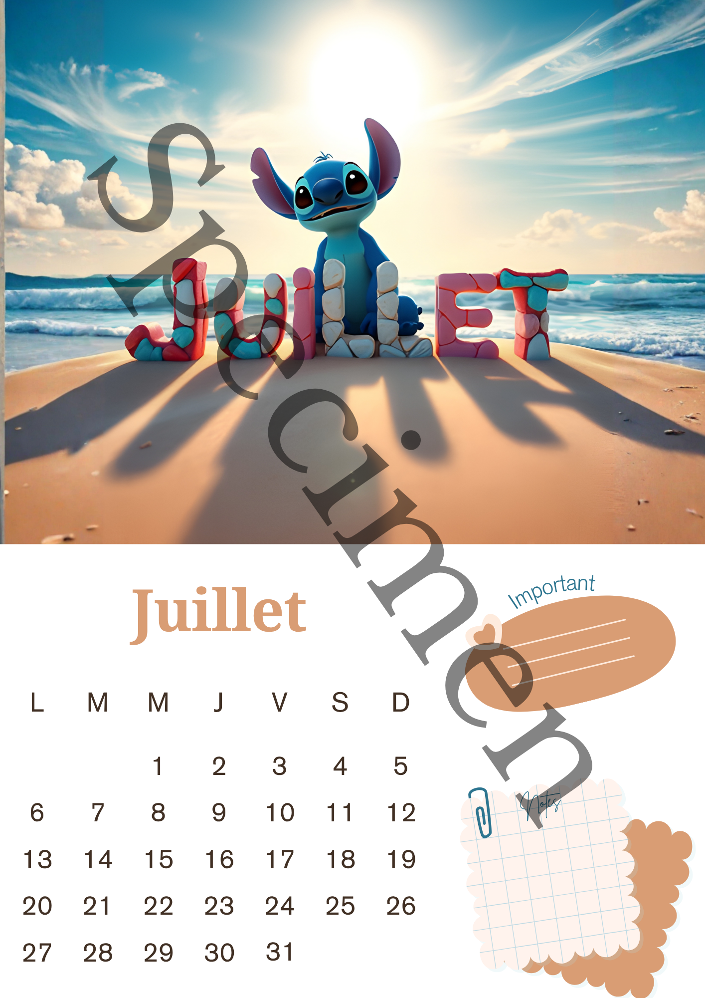 Calendrier Stitch 2026 – Version numérique (à imprimer)