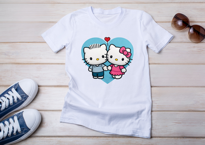 🖤 T-shirt Couple – Amour Iconique (Noir & Blanc)