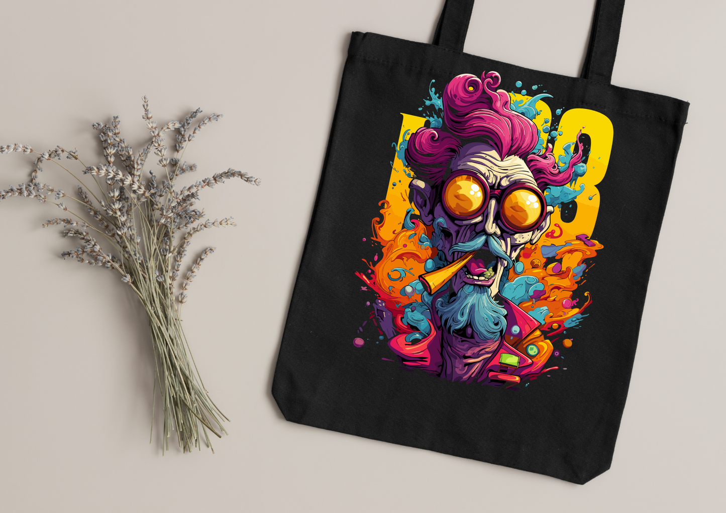 Tote Bag Psychedelic Designs – 100 modèles au choix – Noir ou Blanc