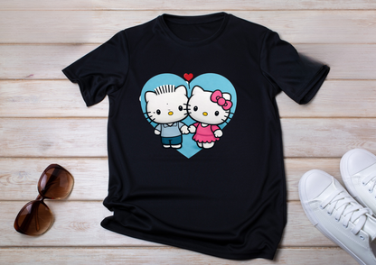 🖤 T-shirt Couple – Amour Iconique (Noir & Blanc)