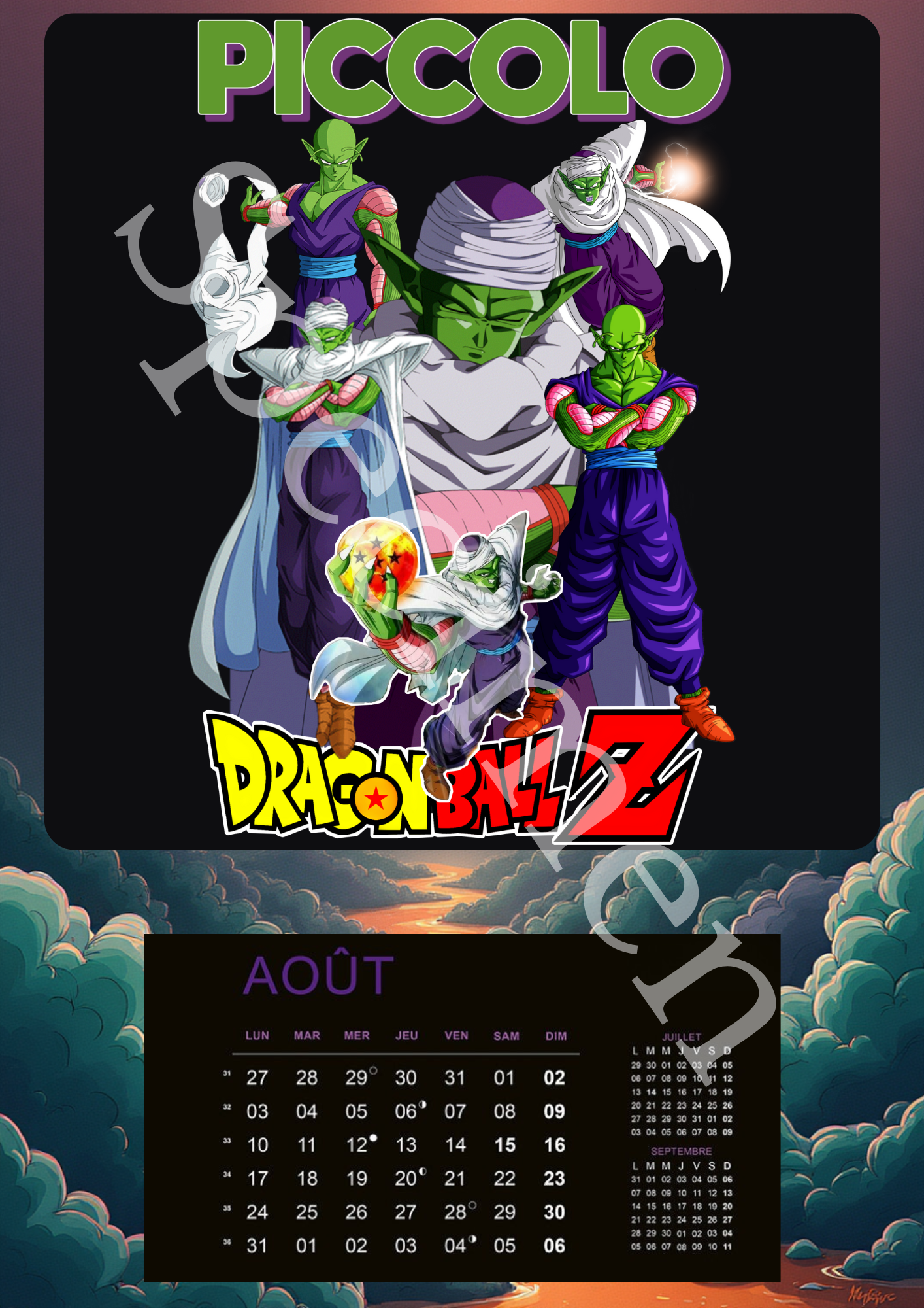 Calendrier Dragon Ball Z 2026 – Version numérique (à imprimer)