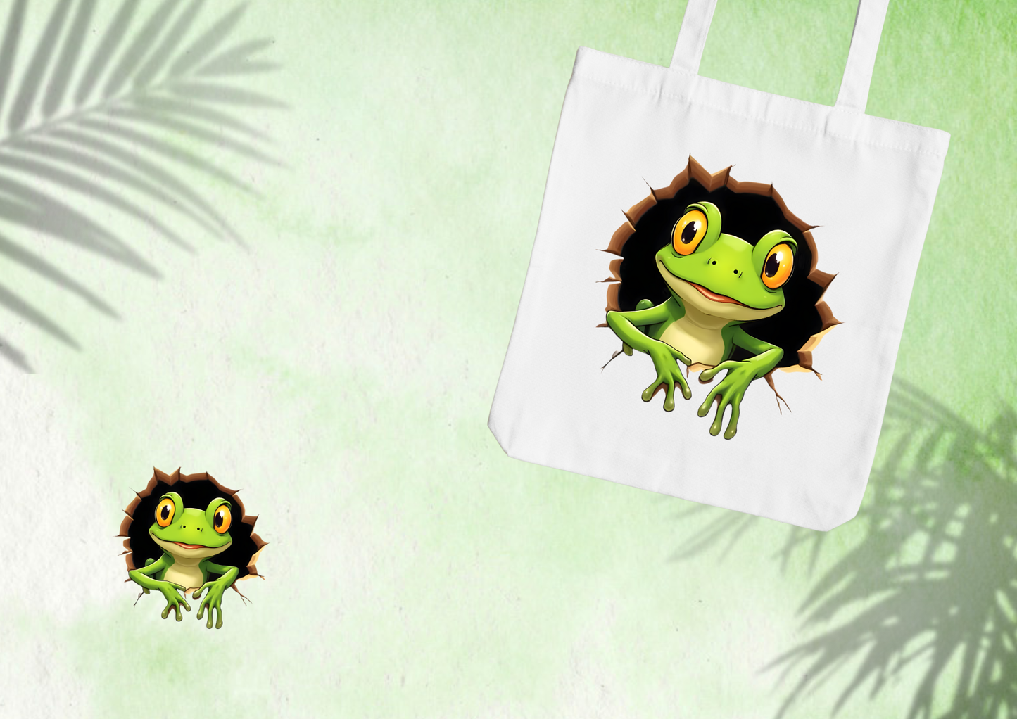 🐸 Tote Bag Grenouille qui sort du mur