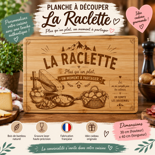 Planche Raclette – On compte les souvenirs – 30 × 40 cm