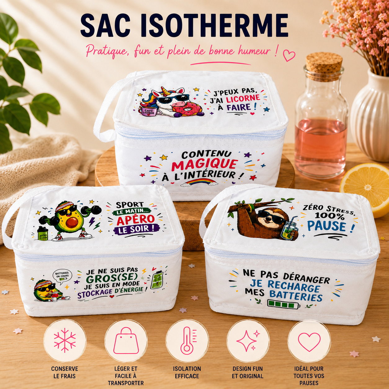 Sac isotherme personnalisé – Compact, pratique et original (3 L)