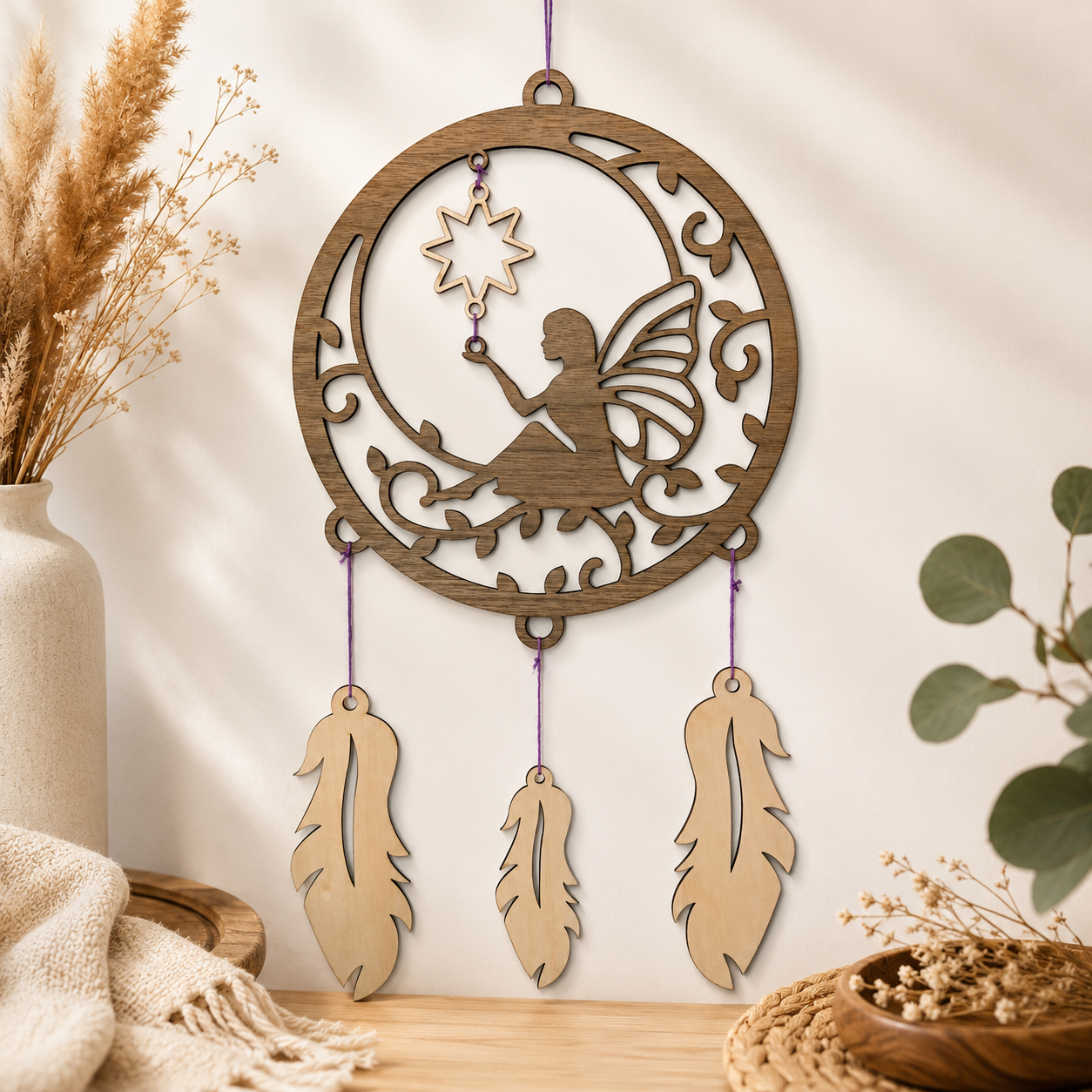 Attrape-rêves en bois – Collection Lune & Fée