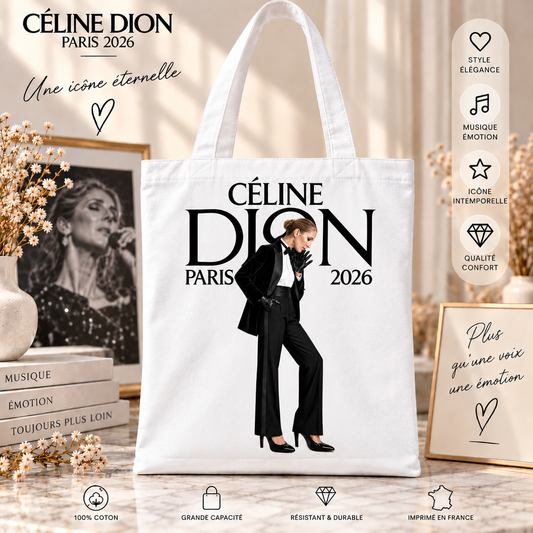 Tote Bag Céline Dion – Modèle 2 – Blanc