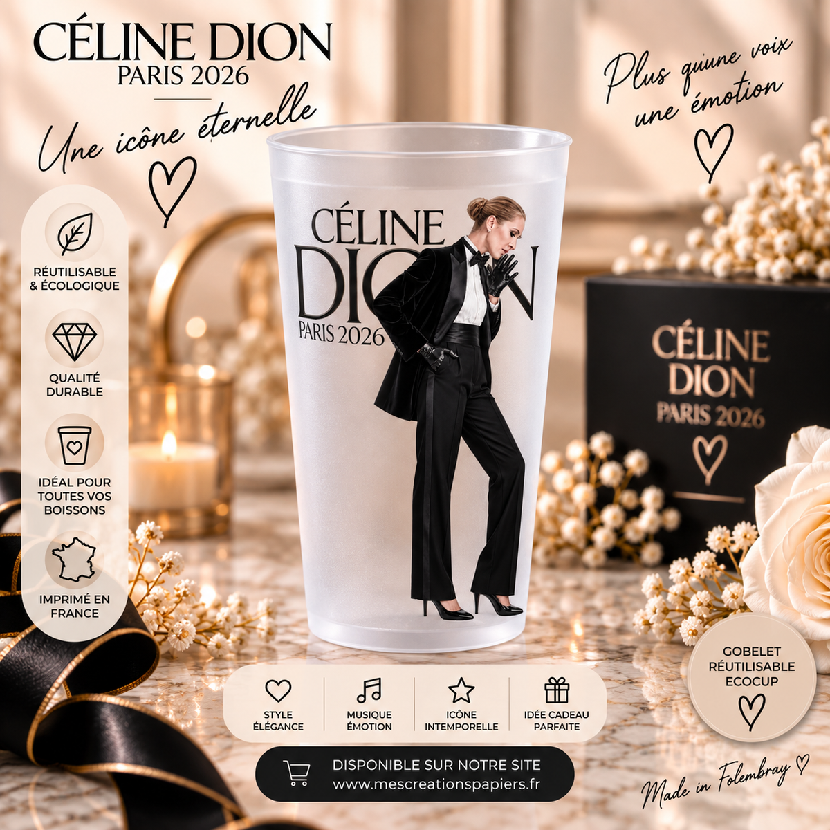 Gobelet Céline Dion – Modèle 3 – Givré