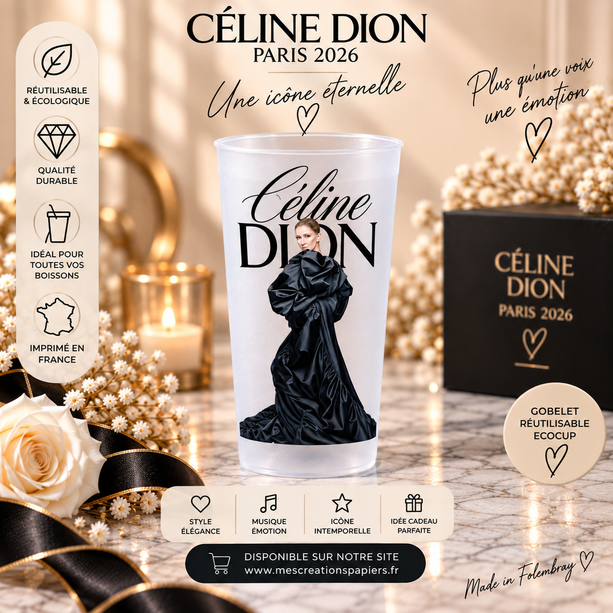 Gobelet Céline Dion – Modèle 4 – Givré