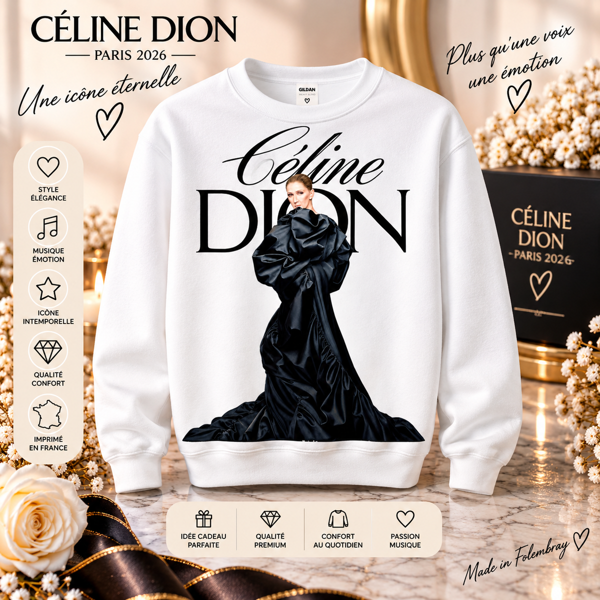 Sweat Céline Dion blanc – Modèle 4