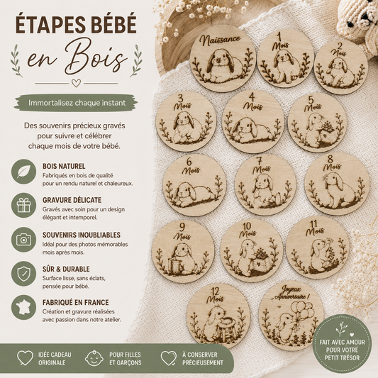 Rond en bois étapes Bebe- Lapin