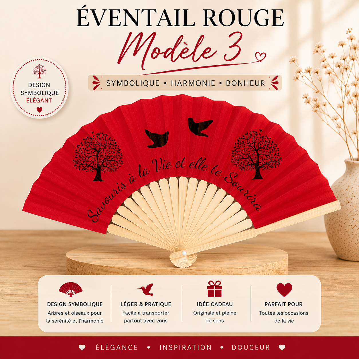 Éventail Rouge – Élégance & Raffinement