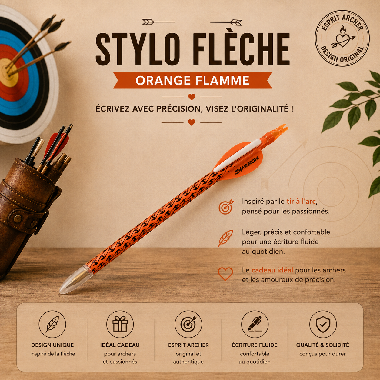 Stylo flèche Sharrow – Design Archerie