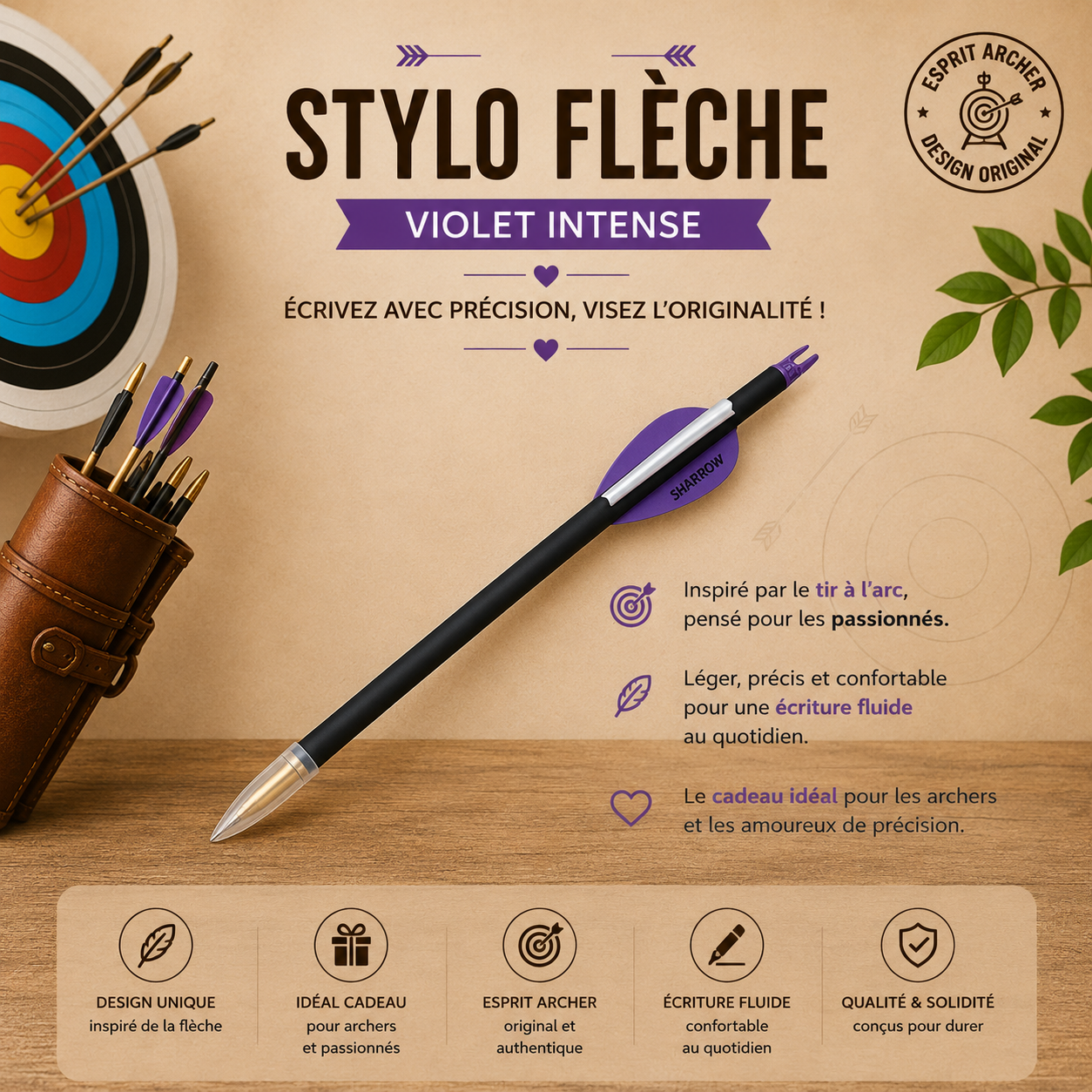 Stylo flèche Sharrow – Design Archerie