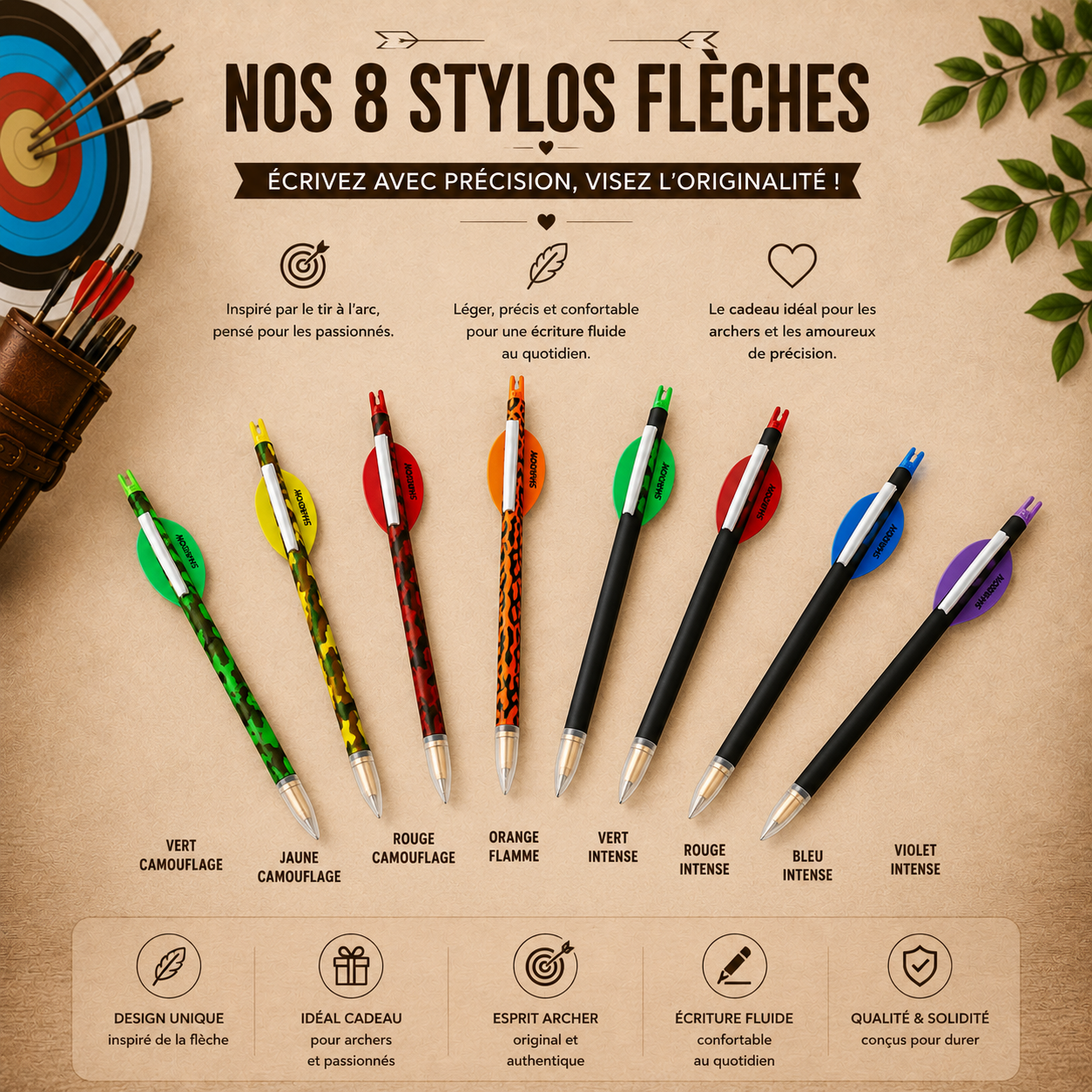 Stylo flèche Sharrow – Design Archerie