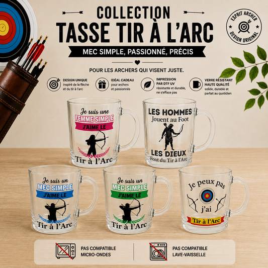 Personalized Clear Glass Mug - "Archery" Collection (5 Designs to choose from)