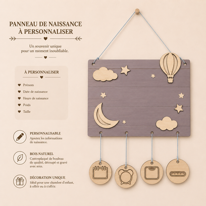 👶 Panneau naissance bébé personnalisé