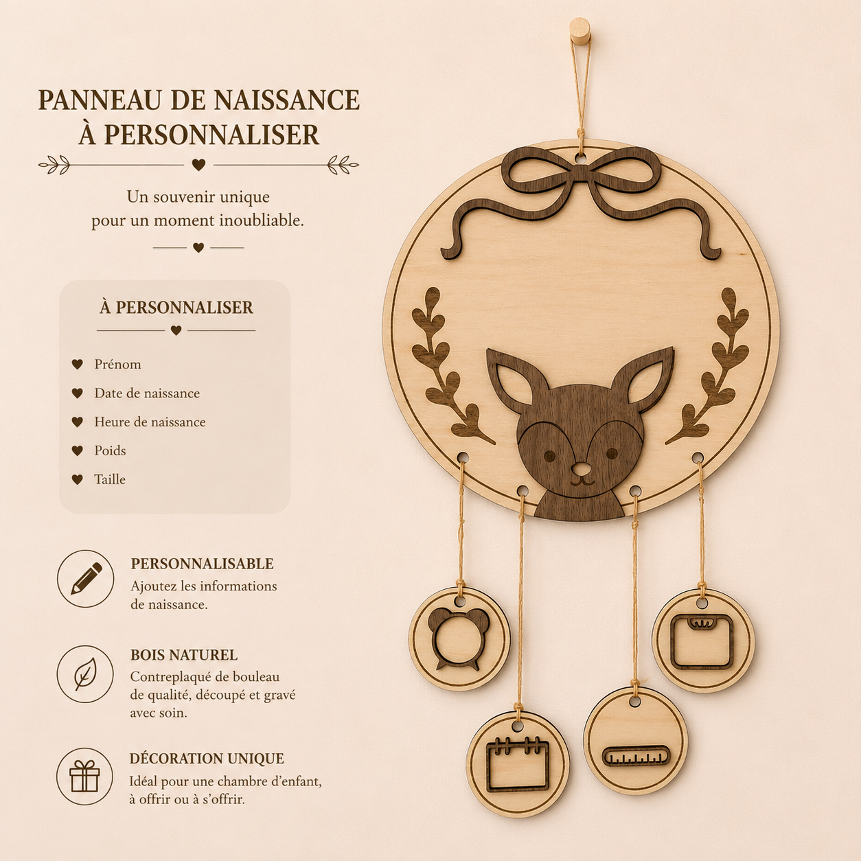 👶 Panneau naissance bébé personnalisé