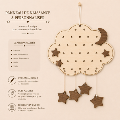 👶 Panneau naissance bébé personnalisé