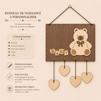 👶 Panneau naissance bébé personnalisé