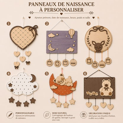 👶 Panneau naissance bébé personnalisé