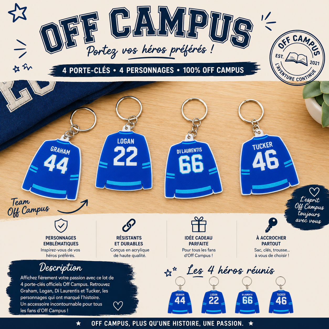 Porte-clé Maillot Hockey Personnalisé 🏒💙