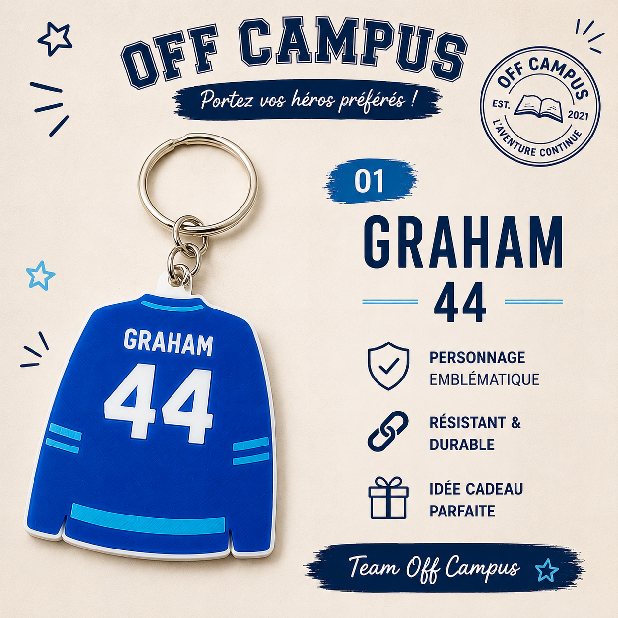 Porte-clé Maillot Hockey Personnalisé 🏒💙
