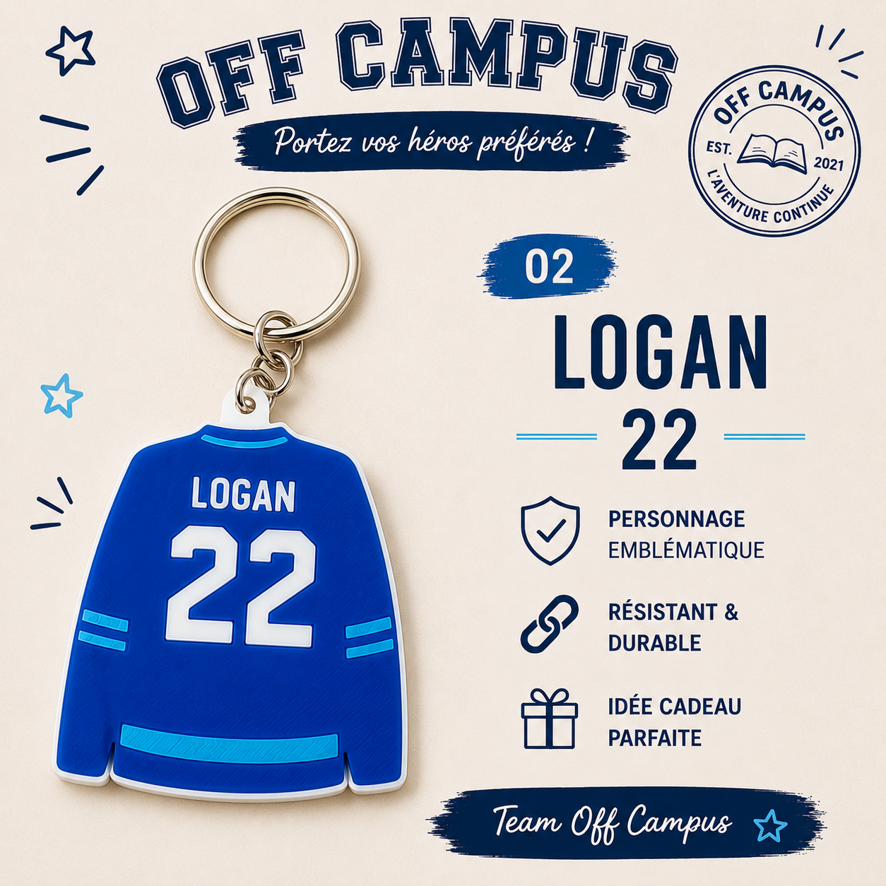 Porte-clé Maillot Hockey Personnalisé 🏒💙